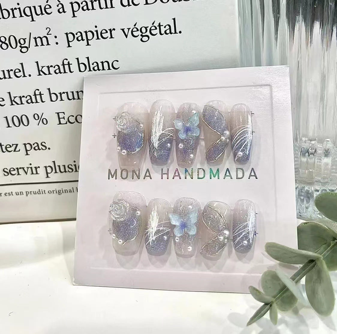 A004 - Cute And Sweet Luxury Hand-made Press On Nails - Rose Quartz