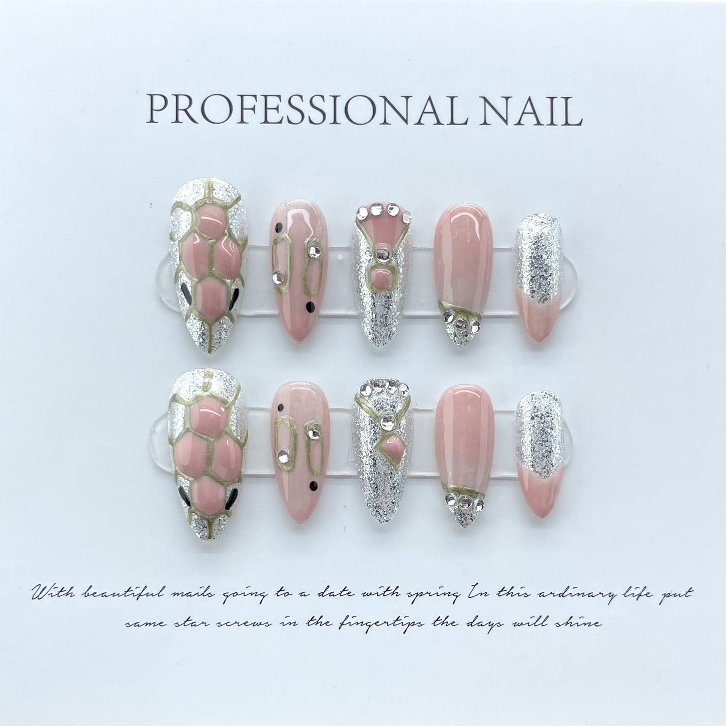 A009 - Cute And Sweet Luxury Hand-made Press On Nails - Magenta