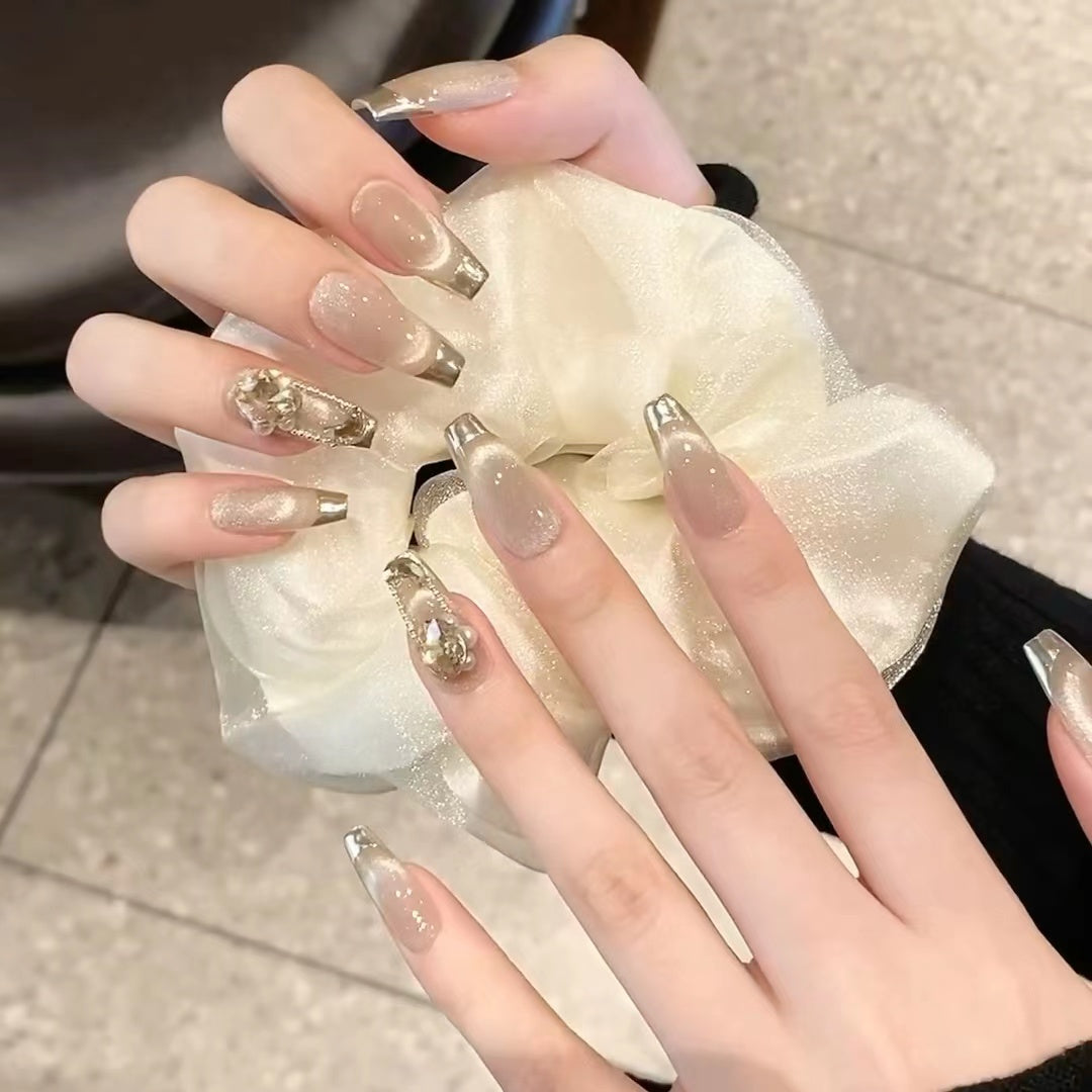 A019 - Cute And Sweet Luxury Hand-made Press On Nails - Fuchsia