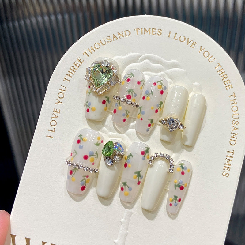 A006 - Cute And Sweet Luxury Hand-made Press On Nails - Bubblegum