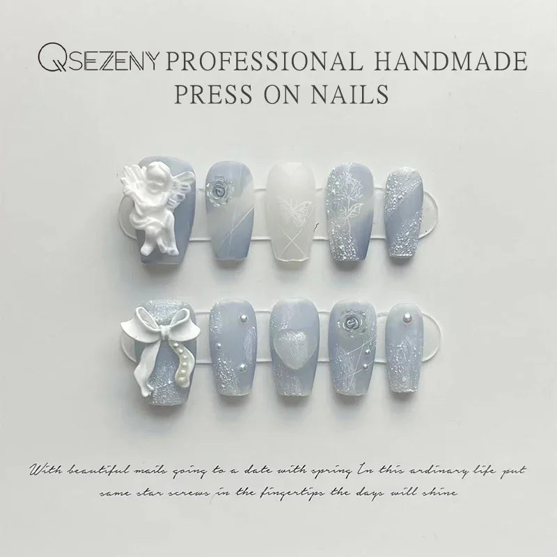 A022 - Cute And Sweet Luxury Hand-made Press On Nails - Tranquility
