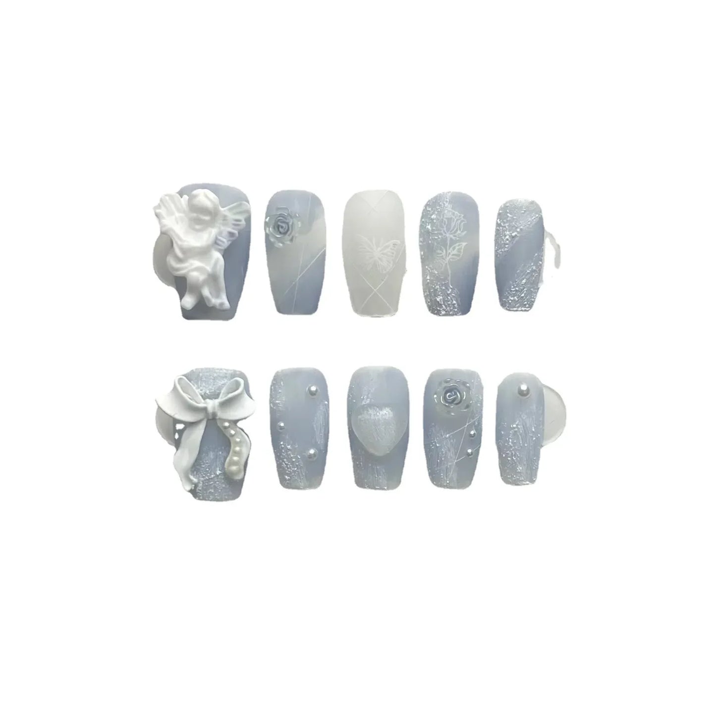 A022 - Cute And Sweet Luxury Hand-made Press On Nails - Tranquility