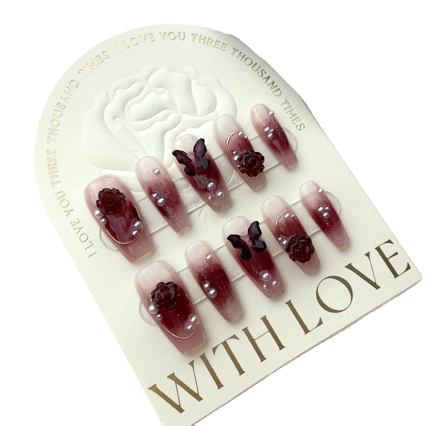 A003 - Cute And Sweet Luxury Hand-made Press On Nails - Rosy Blush