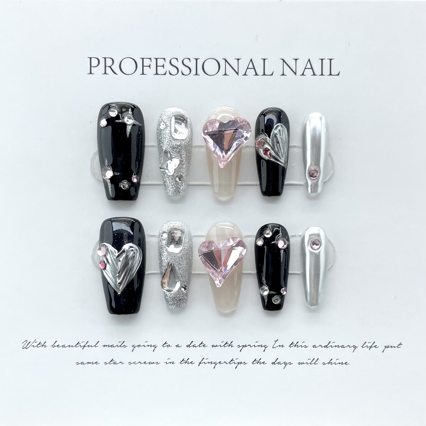 A009 - Cute And Sweet Luxury Hand-made Press On Nails - Magenta