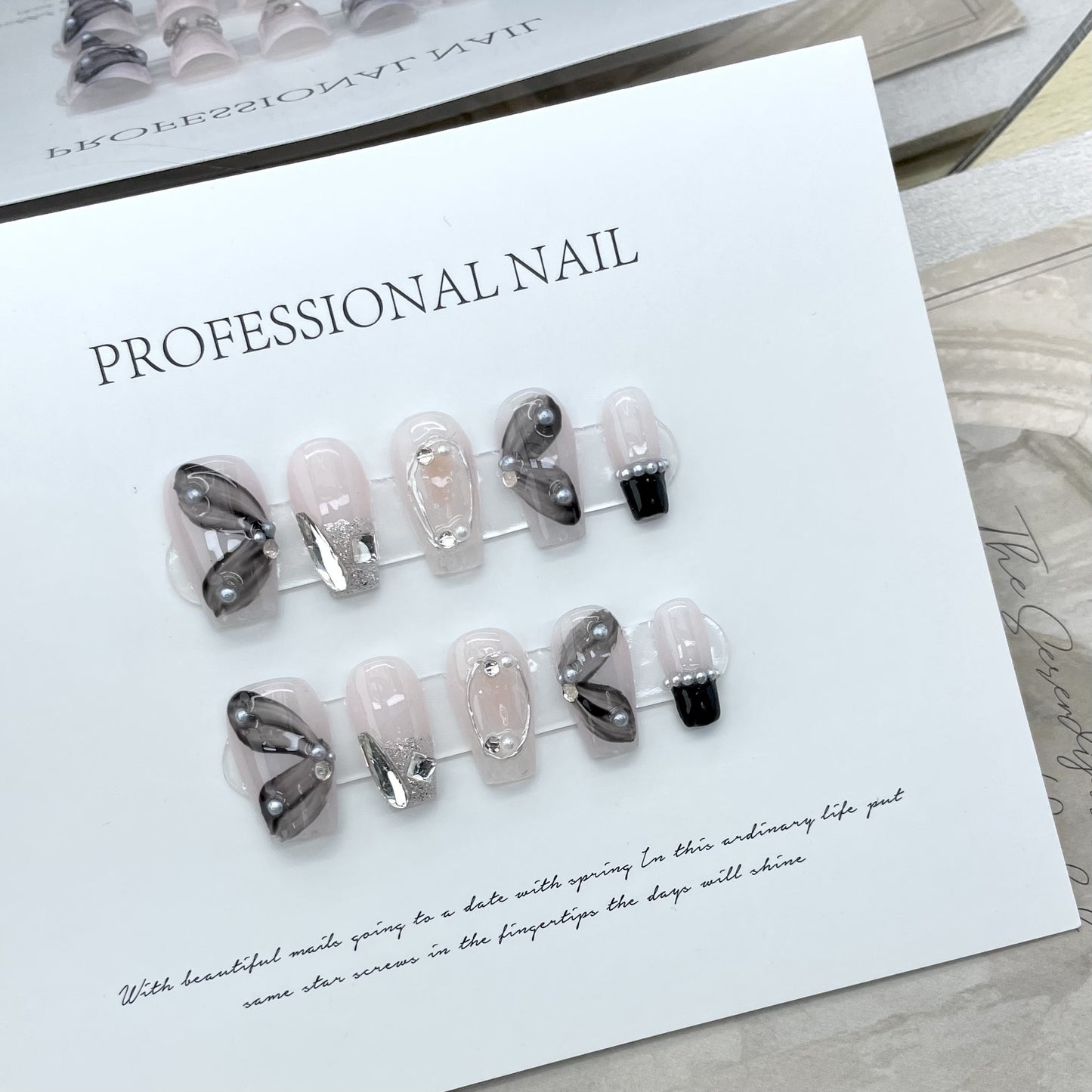 A009 - Cute And Sweet Luxury Hand-made Press On Nails - Magenta