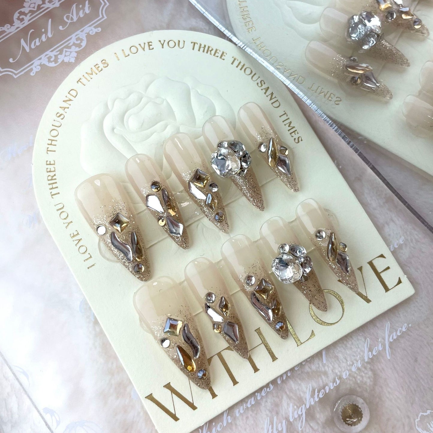 A009 - Cute And Sweet Luxury Hand-made Press On Nails - Magenta