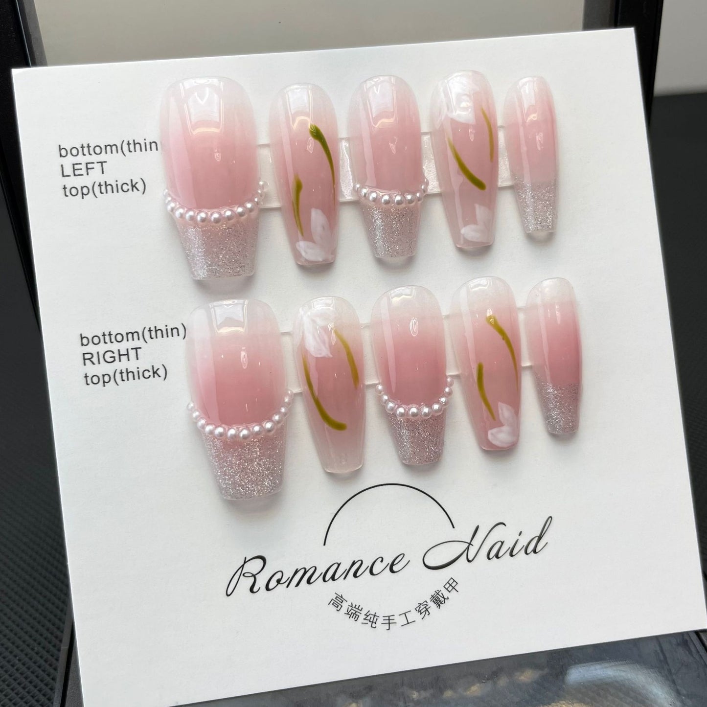 A009 - Cute And Sweet Luxury Hand-made Press On Nails - Magenta