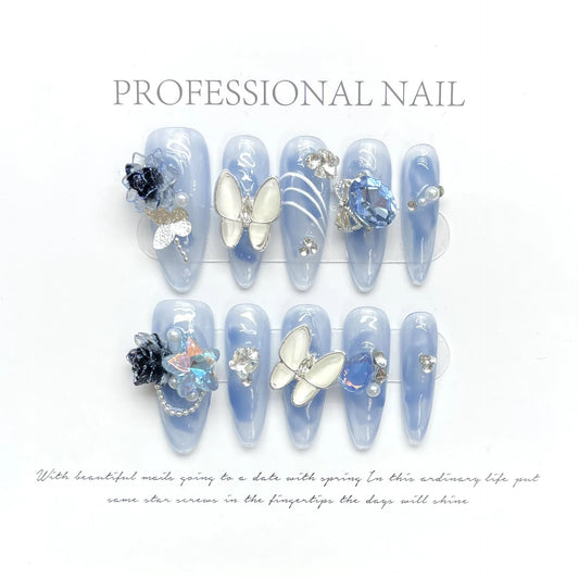 A023 - Cute And Sweet Luxury Hand-made Press On Nails - Serenity