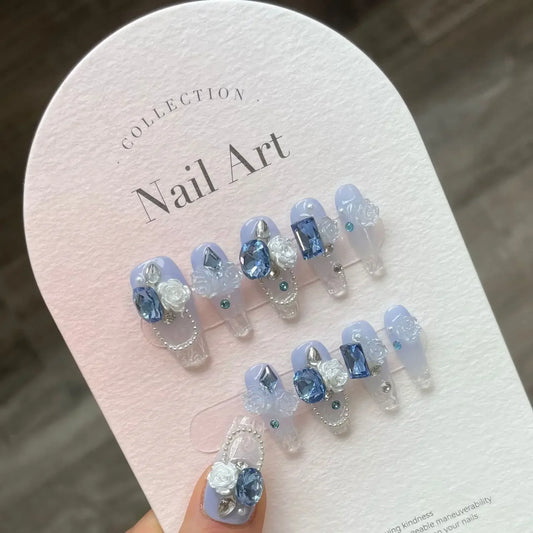 A018 - Cute And Sweet Luxury Hand-made Press On Nails - Exquisite