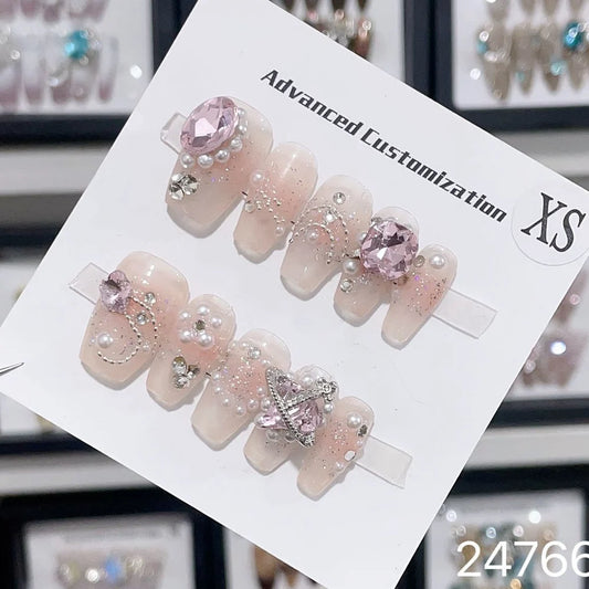 A011 - Cute And Sweet Luxury Hand-made Press On Nails - Resplendent