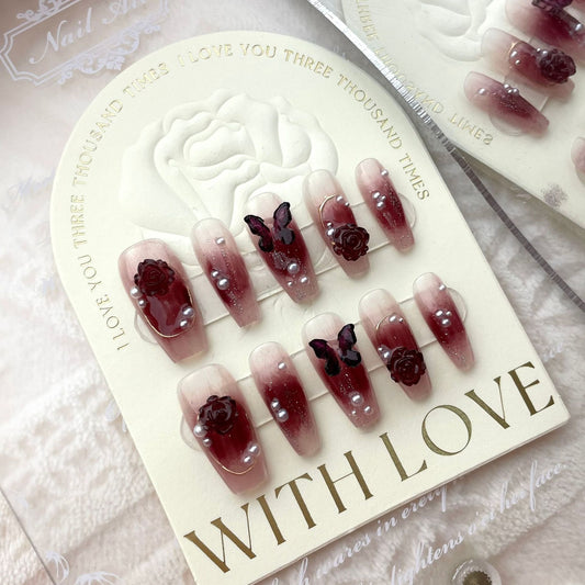 A003 - Cute And Sweet Luxury Hand-made Press On Nails - Rosy Blush