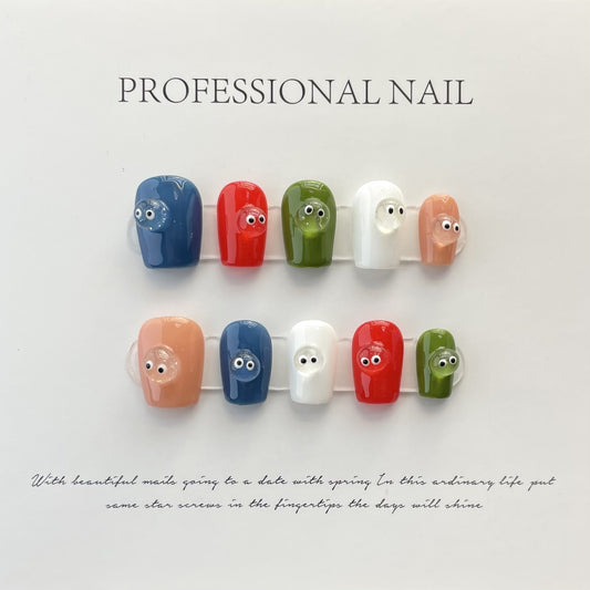 A009 - Cute And Sweet Luxury Hand-made Press On Nails - Magenta